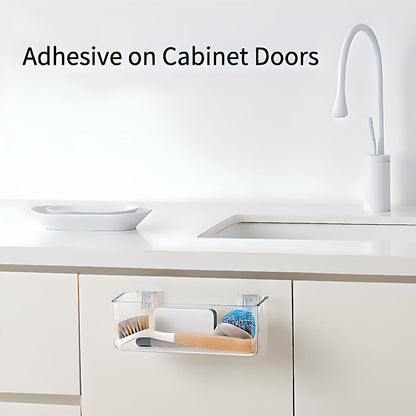 vacane Plastic Adhesive Mount Over Cabinet Door Organizer, Wall Organization Container Makeup Organizer Hanging Basket Bins for Kitchen, Pantry, Craft Room, Office, Space Saving Holder