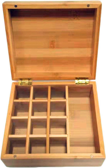 Pure Vie Essential Oil Bamboo Storage Box Travel Display Presentation, Holds 26 Bottles for 5, 10, 15ml - Aromatherapy Organizer Nail Polish Fragrance Container - Keep Your Oils Safe & Space Saver
