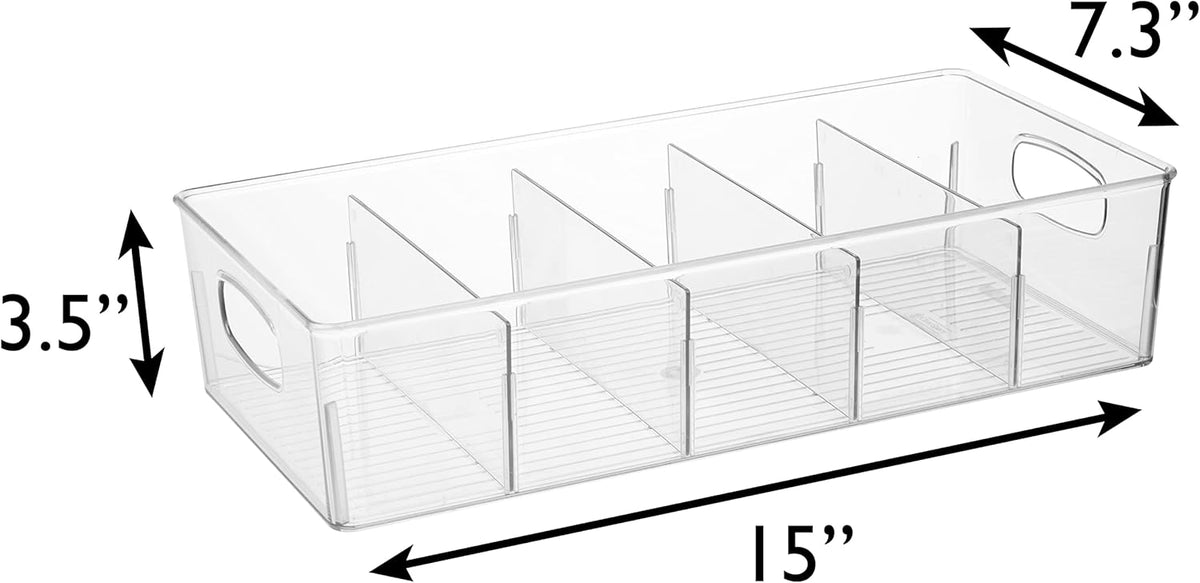 ClearSpace Plastic Pantry Bins with Removable Dividers - Kitchen Storage and Organization (4 Pack)