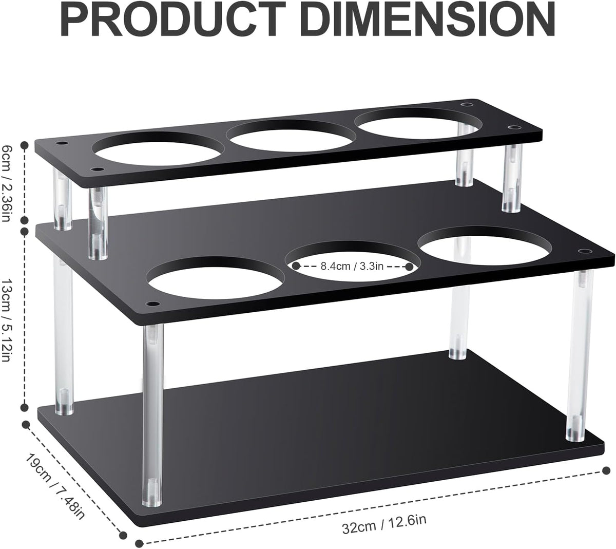 Acrylic Coffee Syrup Organizer, 2 Tier Coffee Syrup Rack (6 Bottle Capacity), Syrup Bottle Holder Stand for Coffee Bar, Kitchen Countertop Syrups, Condiments and Wine (Transparent)