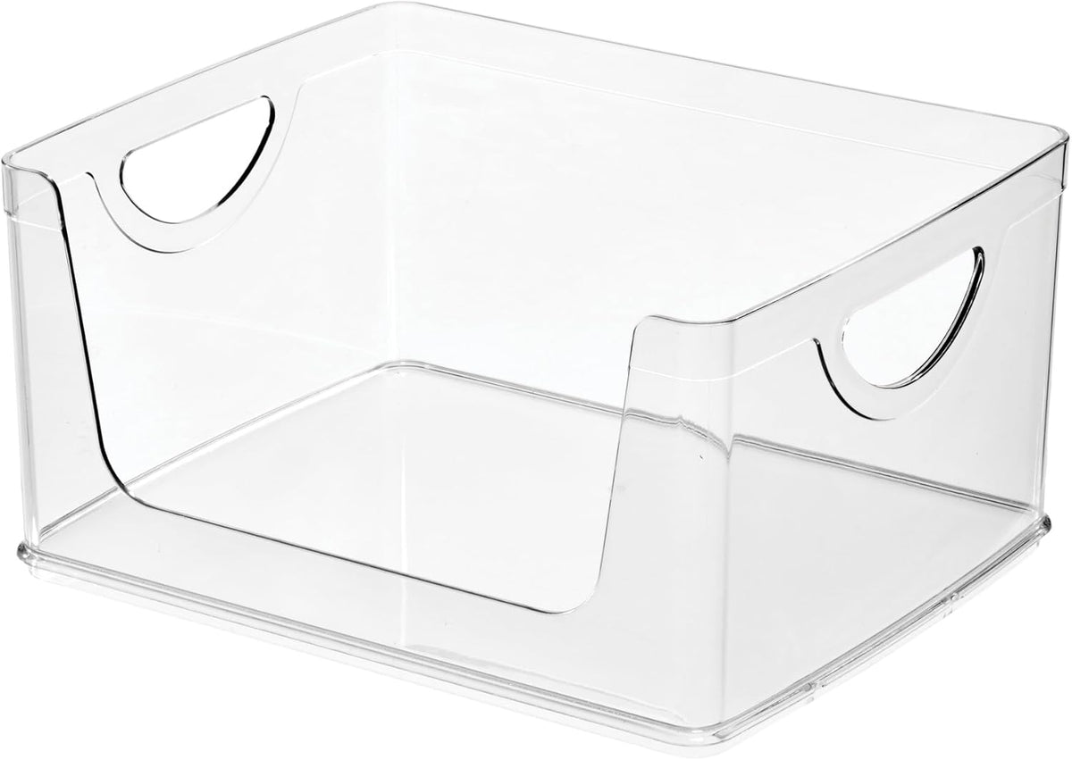 iDesign Stackable Open-Front Storage Bins with Handles for Kitchen and Pantry - Set of 4 - Clear