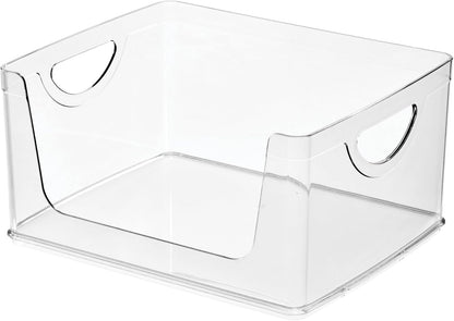 iDesign Stackable Open-Front Storage Bins with Handles for Kitchen and Pantry - Set of 4 - Clear