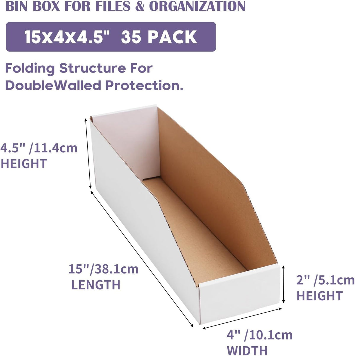 EXYGLO Cardboard Boxes, Pack of 35 Corrugated Storage Bins 12x6x4.5 inch Pantry Organizer Bins for Shelves Garage Office Organization