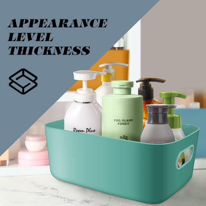 OWill 7-Pack Plastic Storage B-ins 4.2L, Small Organizer Bins for Classroom Kitchen Pantry Bathroom, Clear Storage Baskets for Shelves, Durable Containers for Bath Toy Storage & Home Organization