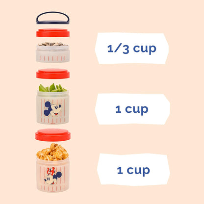 Whiskware Bluey Stackable Snack Containers for Babies, Toddlers, and Kids, 3 Stackable Snack Cups for School and Travel, Cupholder Friendly, Bluey and Bingo! Let’s Do This!