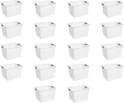 Sterilite 6-Pack Deep Ultra Basket, Open Top Plastic Storage Organizer, White - Classic Baskets for Organizing Countertops, Pantry Shelves, Kitchen Cabinets, Laundry Rooms or Home Offices