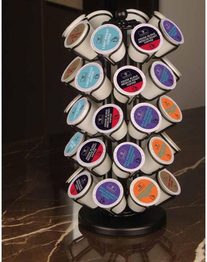 BLACKSMITH FAMILY 36 K Cup Pod Carousel Easy Assembly Design K Cup Holders,K Cup Holder, K Cups Holder,K Cup Carousel, 4-Tier Coffee Pods Holder Storage Organizer Stand,Glossy Black