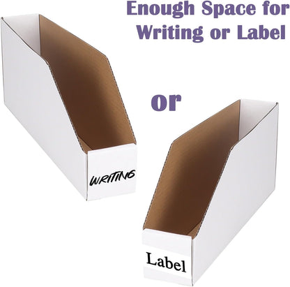 EXYGLO Cardboard Boxes, Pack of 35 Corrugated Storage Bins 12x6x4.5 inch Pantry Organizer Bins for Shelves Garage Office Organization