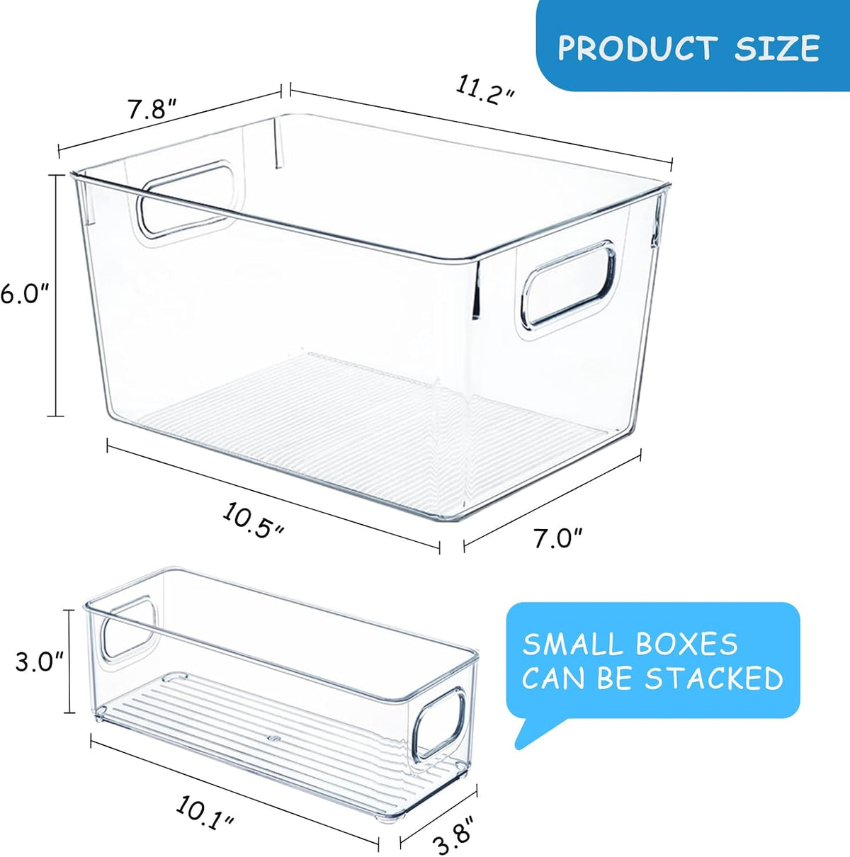Clear Plastic Storage Bins-6 Pack Large Pantry Organizers and Storage Containers for Kitchen, Bathroom, Under-Sink, Office, Closet, Garage, Freezer and Snack