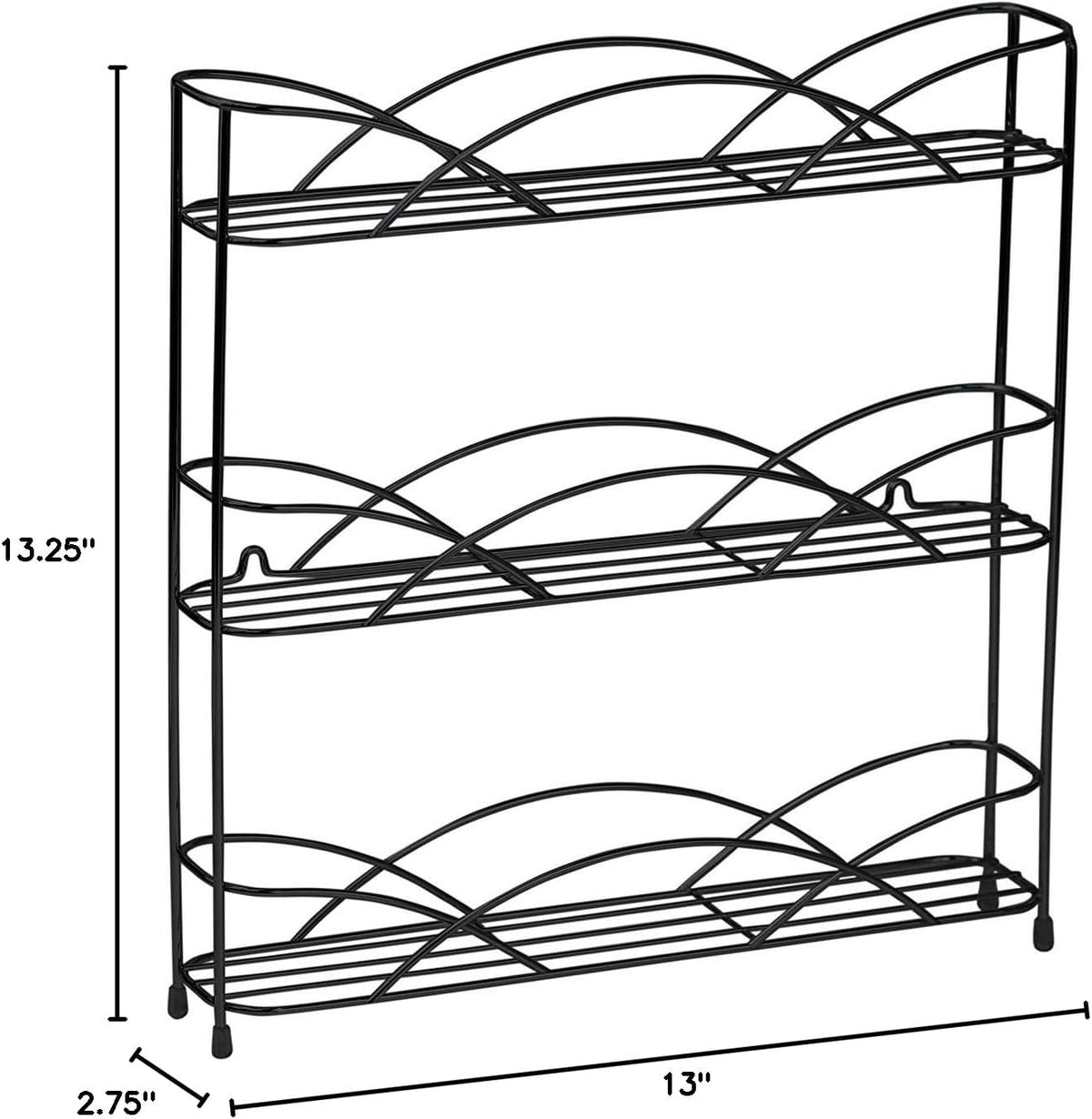 Spectrum 3 Tier Spice Rack Organizer Black Countertop Wire Shelf Spice Rack for Modern Kitchen Pantry Cabinet, Organize Spices with Three Tier Spice Shelf for Kitchen Storage with Wall Mount Option