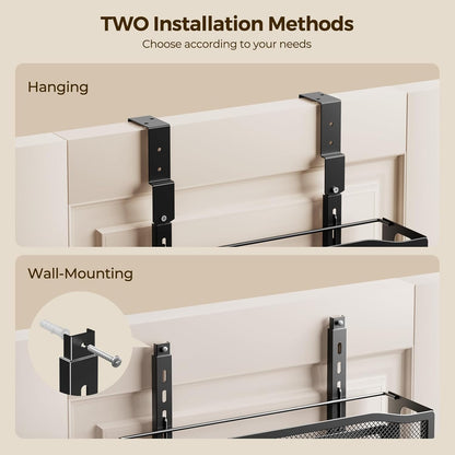 Delamu 8 Tier Over the Door Pantry Organizer, 2in1 Hanging or Wall Mount Spice Rack Seasoning, Adjustable Heavy-Duty Narrow Pantry Door Organizer and Storage for Kitchen Cabinet and Bathroom,12" White
