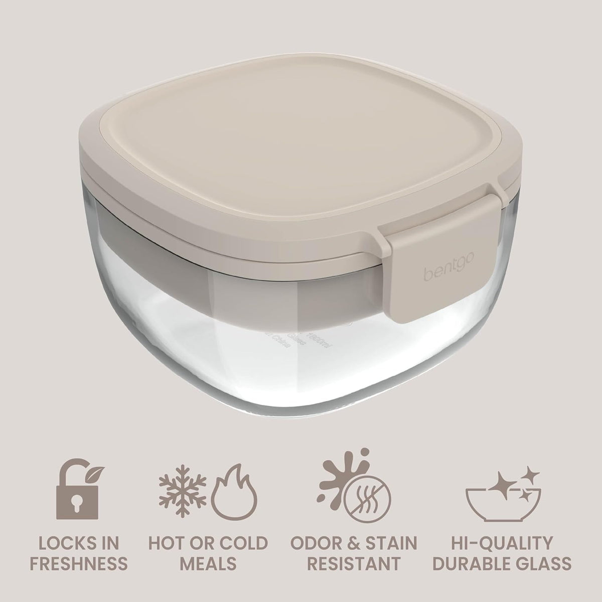 Bentgo Glass Prints Salad Container - 7.6-Cup Tinted Glass Salad Bowl with Airtight Lid, Leak-Proof Sauce Container, 4-Compartment Bento Meal Prep Tray & Reusable Fork (Floral Maximalist - Sea)