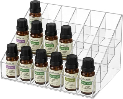 24Slots Essential Oil Holder，Plastics Essential Oil Storage,for Bottles Perfumes and Nail Polish Shelf，Essential Oil Organizer,Makeup Storage Rack