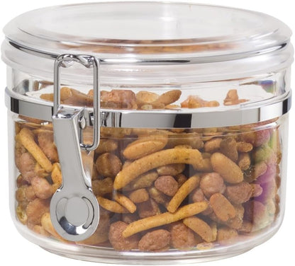 Oggi Clear Canister with Clamp Lid, 28 oz - Large Airtight Food Storage Container, for Kitchen & Pantry Storage of Bulk, Dry Foods Including Pasta, Flour, Sugar, Coffee, Rice, Tea, Spices & Herbs