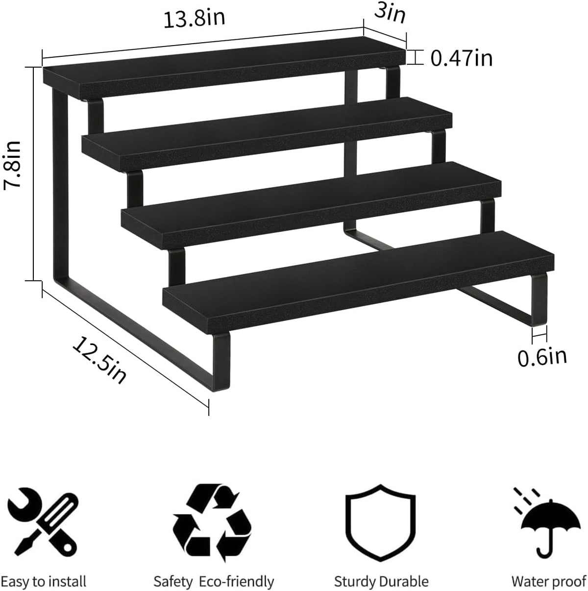 YINMIT Wooden Display Riser Stand, Tiered Perfume and Cologne Organizer Stand, 4 Tier Spice Rack Organizer, Rustic Display Shelf for Candles (4 Tier)