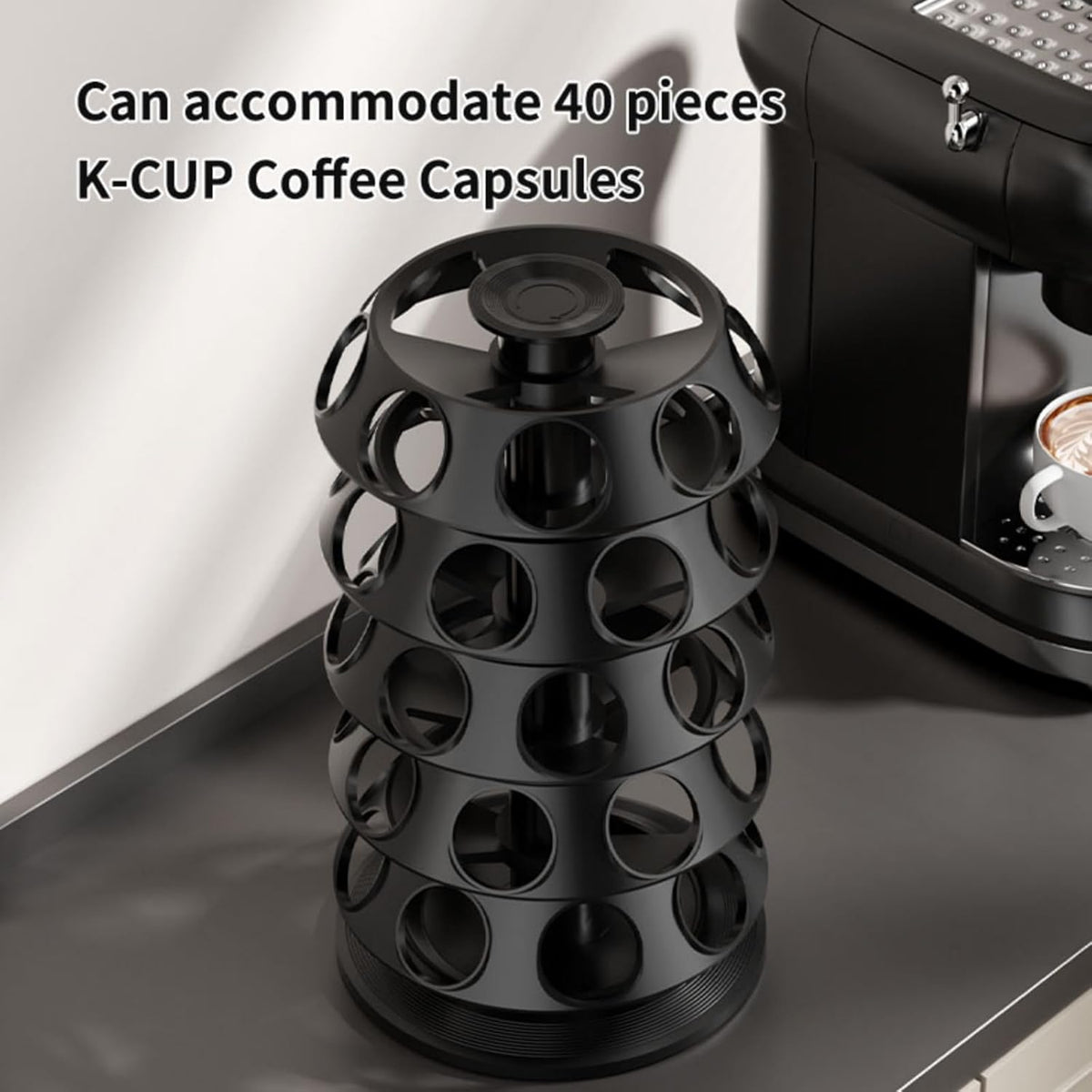 K Cup Holder, Coffee Pod Storage Carousel Holder Organizer Compatible with 40 Keurig K-Cup Pods, Home or Office Kitchen Counter Organizer