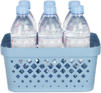 Glad Plastic Baskets for Organizing, Set of 6 | Pantry Storage for Under Counter, Linen Closet, and Bathroom | Nesting Shelf Bins with Handles, 1 Gallon, Grey