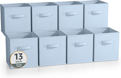 Sorbus Fabric Storage Cubes - 8 Foldable Storage Bins for Organizing Pantry, Cubbies, Toy Box - Clothes Storage & Closet Organizer - 11 Inch Collapsible Cube Baskets for Shelves with Handle