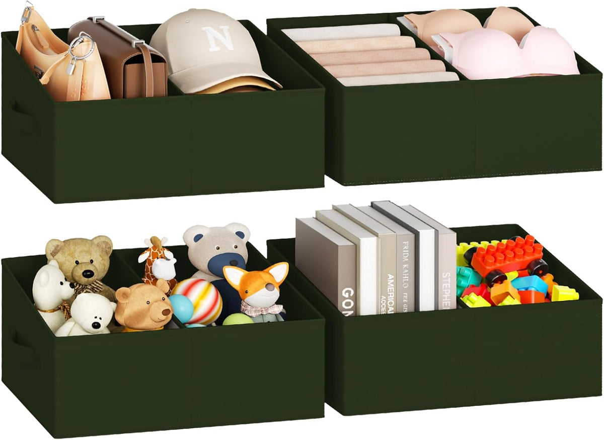 DIMJ Closet Storage Bins - Fabric Storage Baskets for Shelves, Collapsible Closet Organizers and Storage with Handles, Trapezoid Shelf Organization Storage Cubes for Purse, Toys, Books, Towel, Socks