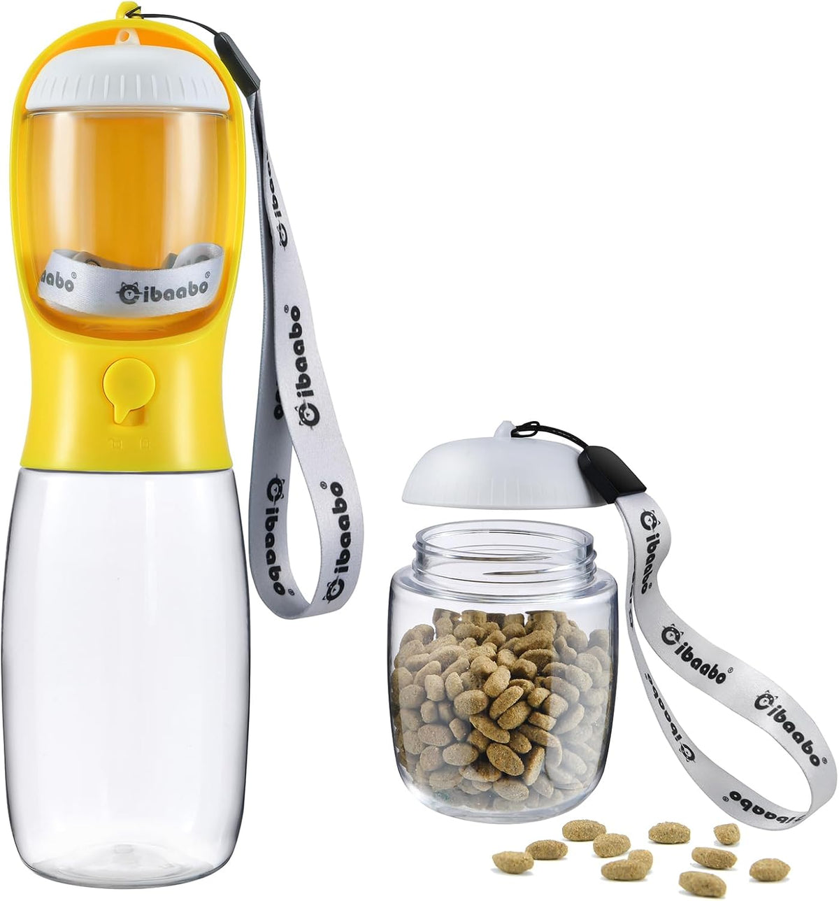 Cibaabo Dog Water Bottle with Food Container, Travel Puppy Water Bowl, Portable Pet Dispenser, Girl Dog Mom Gifts Accessories Stuff Essentials Necessities for Yorkie Chihuahua Cat Walking and Hiking