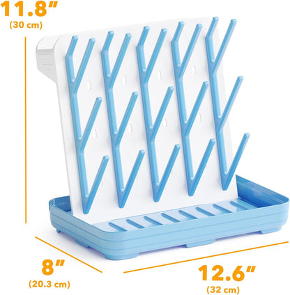SpaceAid Baby Bottle Drying Rack with 20 Hooks, Space Saving Kitchen Bottles Rack Dryer, Vertical Baby Bottle Holder Organizer for Countertop Storage Accessories (White and Gray)