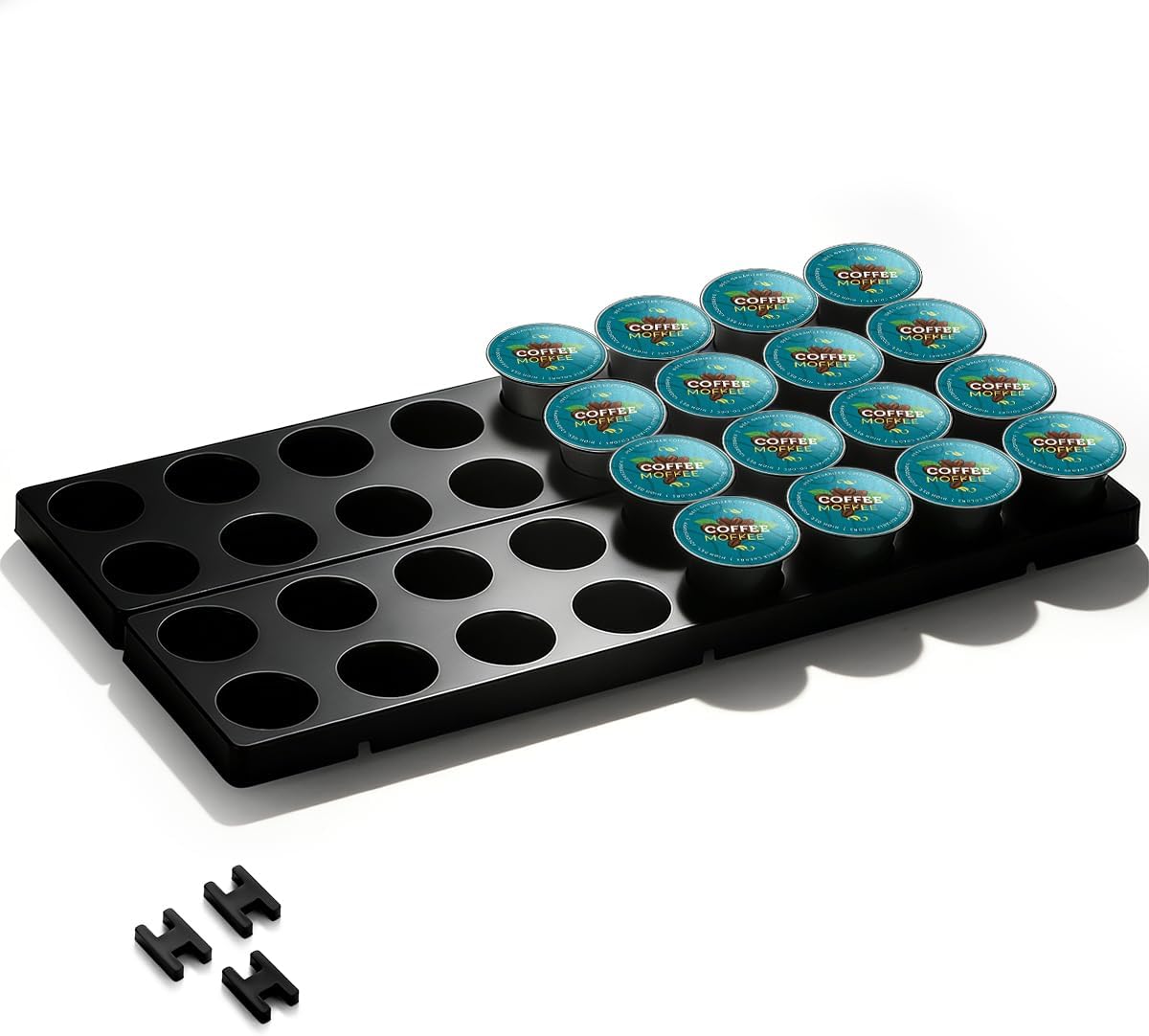 Berglander Coffee Pod Holder Drawer 20 K Cup, Coffee Capsule Organizer for Drawer, Plastic Coffee Pod Storage Organizer for Kitchen Drawer Holders for Nespresso for Kitchen
