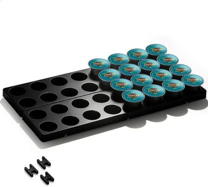 Berglander Coffee Pod Holder Drawer 20 K Cup, Coffee Capsule Organizer for Drawer, Plastic Coffee Pod Storage Organizer for Kitchen Drawer Holders for Nespresso for Kitchen