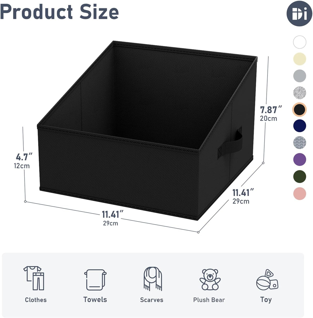 DIMJ Closet Storage Bins - Fabric Storage Baskets for Shelves, Collapsible Closet Organizers and Storage with Handles, Trapezoid Shelf Organization Storage Cubes for Purse, Toys, Books, Towel, Socks