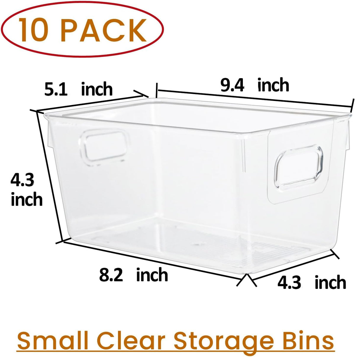 ZEXALOR 10 PACK Clear Storage Bins Clear Storage Containers for Kitchen Pantry Organization, Organizing Bins with Built in Handles, Cabinet Organizers
