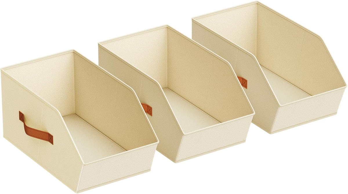 Homsorout Fabric Closet Storage Cubes - Square Storage Bins with Dual Handles for Clothes, Towels, Toys, Cube Storage Organizers for Bedroom, Nursery, Shelves, Closet, Small Spaces, Beige