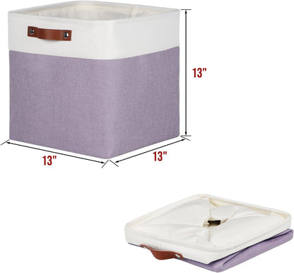 Univivi 4PC Small Fabric Storage Bins,15x6x5 inch Long Narrow Storage Baskets with PU Handles for Closet,Cabinet,Countertop Organizing Small Items (Gray,15x6x5 inch)