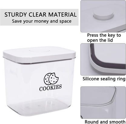 Cookie Jar with Airtight Lid,Bread Box for Kitchen Countertop,Time Recording Bread Storage Container, BPA-Free Plastic Containers for Cookies, Homemade Bread, Toast, Bagel, Donut