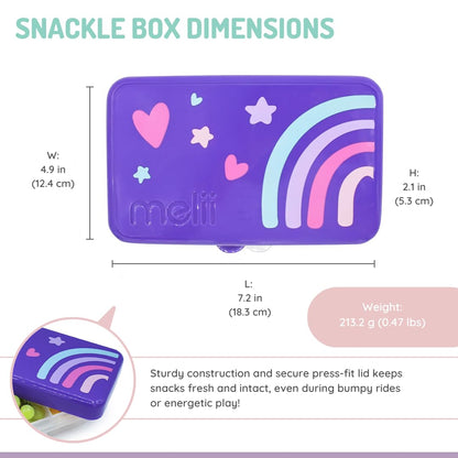 melii Snackle Box | 6-Compartment Divided Snack Container, BPA-Free Food Storage with Removable Dividers for School, Travel & On-the-Go Snacking Purple Cat