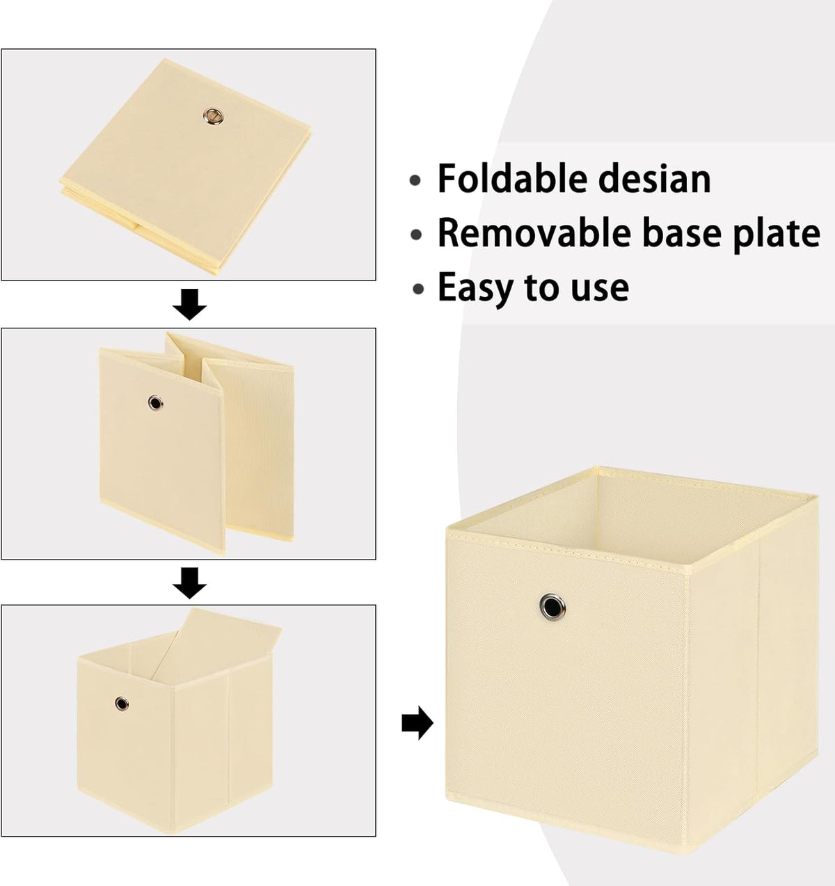 Black Foldable Storage Cubes Bins ,11 Inch Cloth Storage Cube Fabric Storage Box Cubes Organizer Baskets with Handles for Home Organizer Set of 3 (Black)