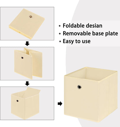 Black Foldable Storage Cubes Bins ,11 Inch Cloth Storage Cube Fabric Storage Box Cubes Organizer Baskets with Handles for Home Organizer Set of 3 (Black)