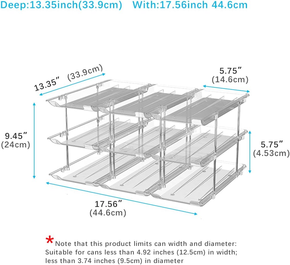 Can Organizer For Pantry, Adjustable Height And Width Canned Goods Organizer, Soup Can Organizer Holds Up to 60 Cans for Kitchen Cabinet or Refrigerator(CLear 5 Tier)