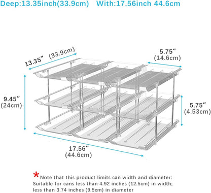 Can Organizer For Pantry, Adjustable Height And Width Canned Goods Organizer, Soup Can Organizer Holds Up to 60 Cans for Kitchen Cabinet or Refrigerator(CLear 5 Tier)