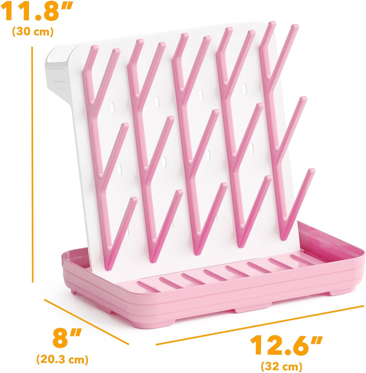 SpaceAid Baby Bottle Drying Rack with 20 Hooks, Space Saving Kitchen Bottles Rack Dryer, Vertical Baby Bottle Holder Organizer for Countertop Storage Accessories (White and Gray)