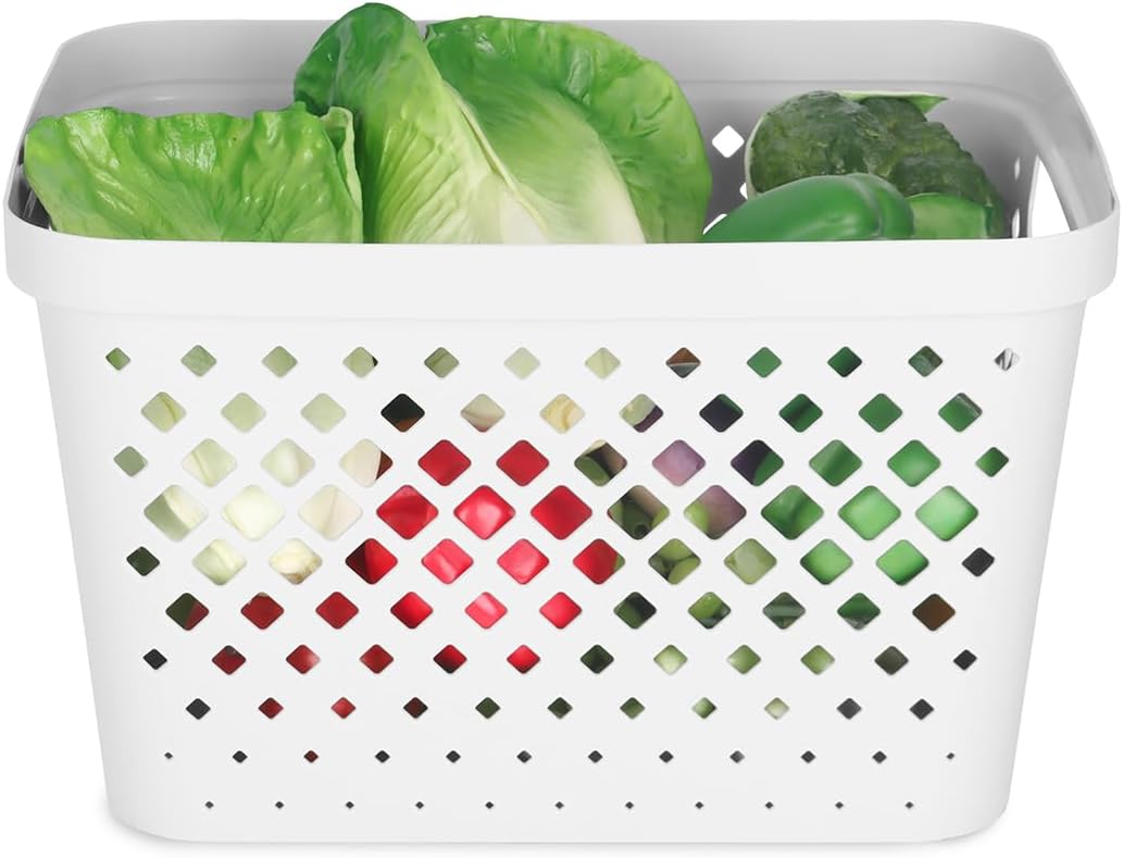 Glad Plastic Baskets for Organizing, Set of 6 | Pantry Storage for Under Counter, Linen Closet, and Bathroom | Nesting Shelf Bins with Handles, 1 Gallon, Grey