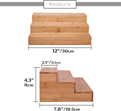 3-Tier Bamboo Drawer Spice Rack Wooden Kitchen Cabinet Spice Organizer Spice Jar Holder, Medicine/Health Care/Vitamin Bottles Storage Rack (Pre-Measure Drawer Dimensions), Drawer Rack
