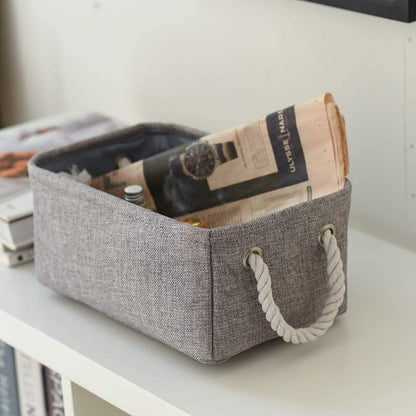 Fabric Storage Bins 12x8x5 inch [6-Pack] with Rope Handles - Decorative Baskets for Organizing