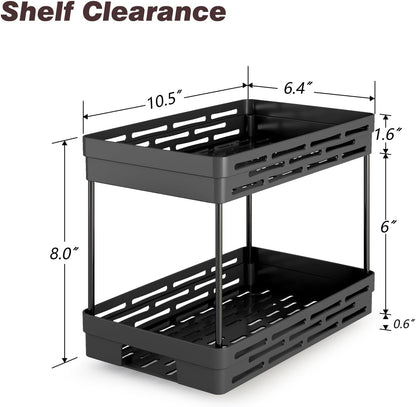 Pull Out Spice Rack Organizer for Cabinet, Slide Out Spice Racks Organizer, Spice Cabinet Organizers, Cabinet Size Need:12'' Highx11'' Deepx5'' Wide,Hold 10 Spice Jar Each Tier-2Tier, Black