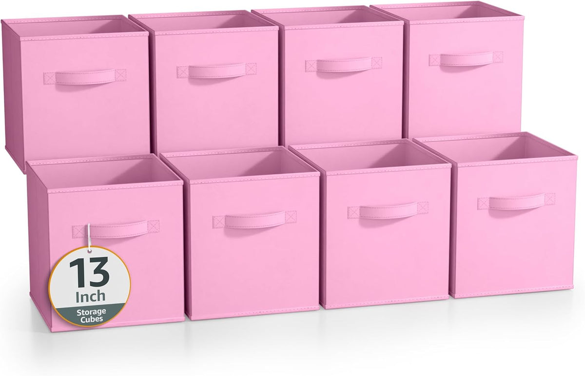 Sorbus Fabric Storage Cubes - 8 Foldable Storage Bins for Organizing Pantry, Cubbies, Toy Box - Clothes Storage & Closet Organizer - 11 Inch Collapsible Cube Baskets for Shelves with Handle