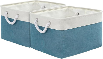 Fabric Storage Bins 12x8x5 inch [6-Pack] with Rope Handles - Decorative Baskets for Organizing
