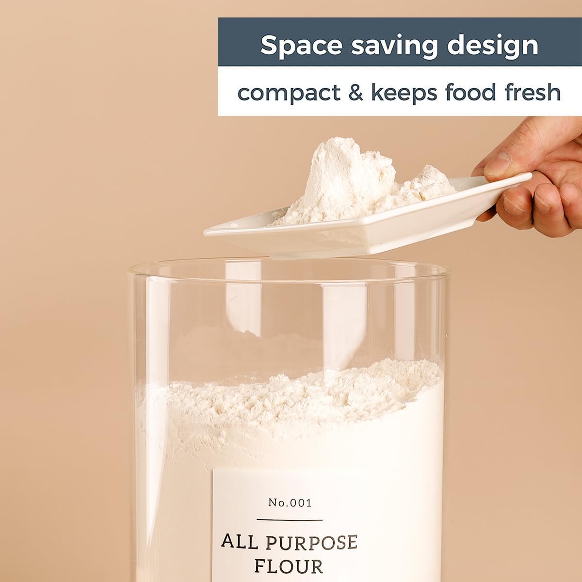 HHMJSM Large Glass Storage Jars With Airtight Bamboo Lid - 100 Fl Oz Thicken Kitchen Glass Food Storage Canister With 42 Pantry Labels - Big Clear Flour And Sugar Containers Farmhouse