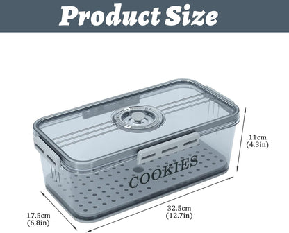 Cookie Jar with Airtight Lid,Bread Box for Kitchen Countertop,Time Recording Bread Storage Container, BPA-Free Plastic Containers for Cookies, Homemade Bread, Toast, Bagel, Donut