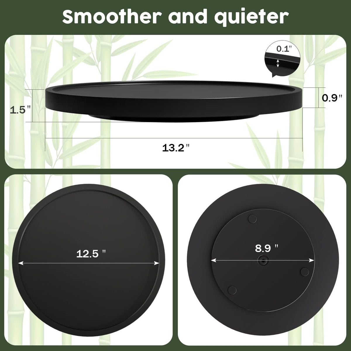 Lazy Susan Organizer, 10 Inch Non-Skid Bamboo Turntable Organizer for Salt Pepper Olive Oil and Spices Next to Stove, Wooden Lazy Susan for Table or Kitchen Countertop Organizer
