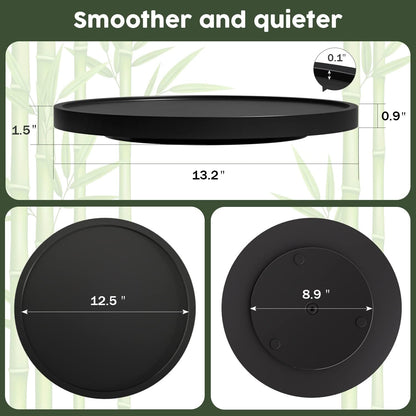Lazy Susan Organizer, 10 Inch Non-Skid Bamboo Turntable Organizer for Salt Pepper Olive Oil and Spices Next to Stove, Wooden Lazy Susan for Table or Kitchen Countertop Organizer