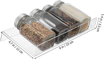 Cabilock 4 Pack Expandable Spice Drawer Organizer, Clear Acrylic 4-Tier Seasoning Rack Tray for Kitchen Drawers, Cabinets, Countertop, Pantry, Nail Polish and Small Bottles
