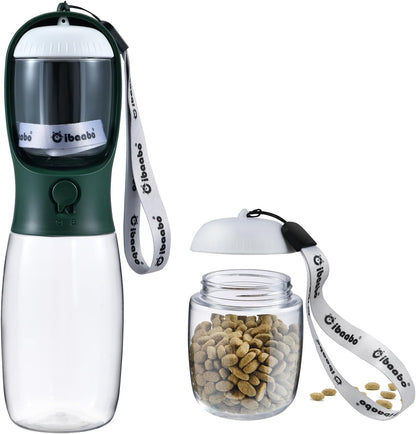 Cibaabo Dog Water Bottle with Food Container, Travel Puppy Water Bowl, Portable Pet Dispenser, Girl Dog Mom Gifts Accessories Stuff Essentials Necessities for Yorkie Chihuahua Cat Walking and Hiking
